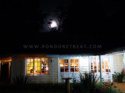 Moon Shining Through The Majestic Forest Canopy Over The Main Dining Hall